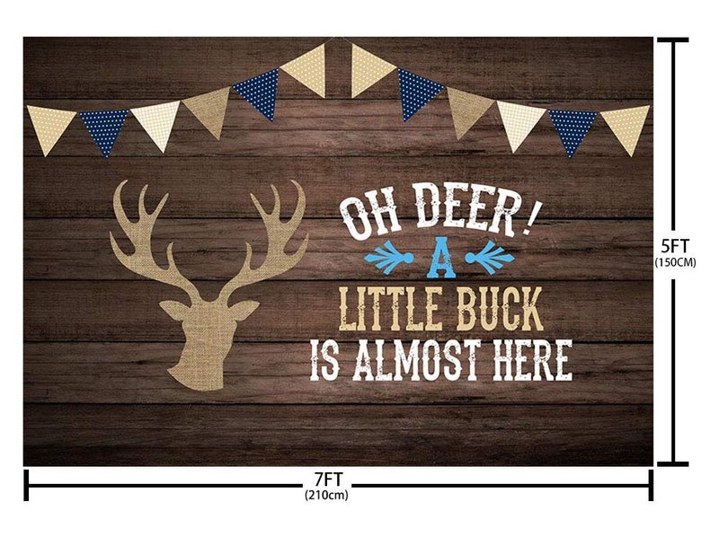 MEHOFOND 7x5ft Oh Deer Boy Baby Shower Gray Rustic Wood Backdrops Birthday Party Decoration A Little Buck is Almost Here Photography Background Deer Baby Shower Decor Cake Table Portrait Photo Props - Image 4